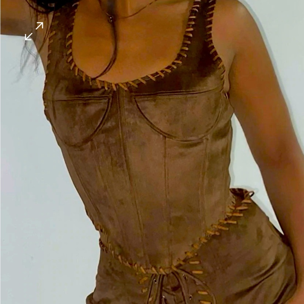 Audrey Suede Corset: color chocolate